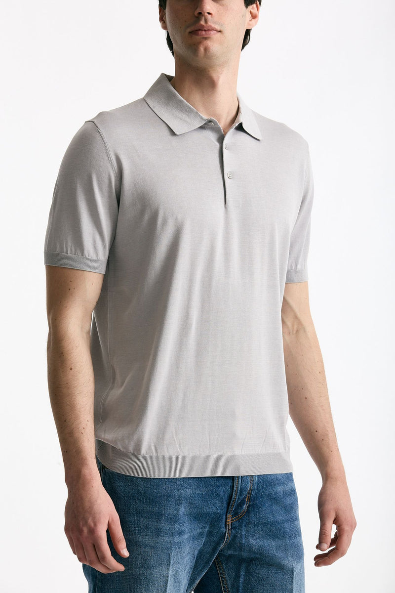 Polo in seta e cotone grigio men Kangra - 1