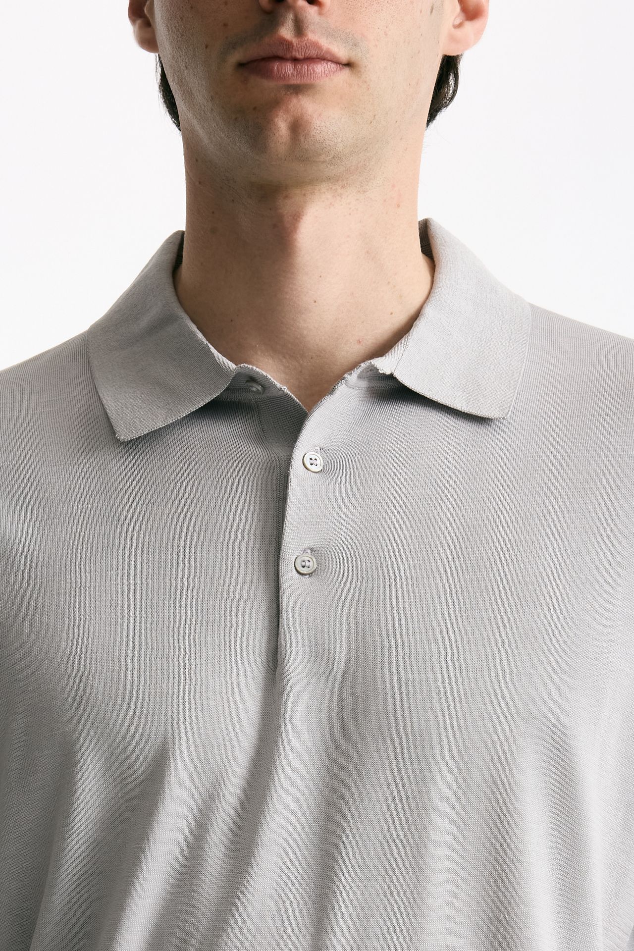Polo in seta e cotone grigio men Kangra - 5