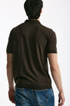 Polo in seta e cotone marrone men Kangra - 3