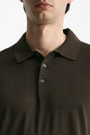 Polo in seta e cotone marrone men Kangra - 5