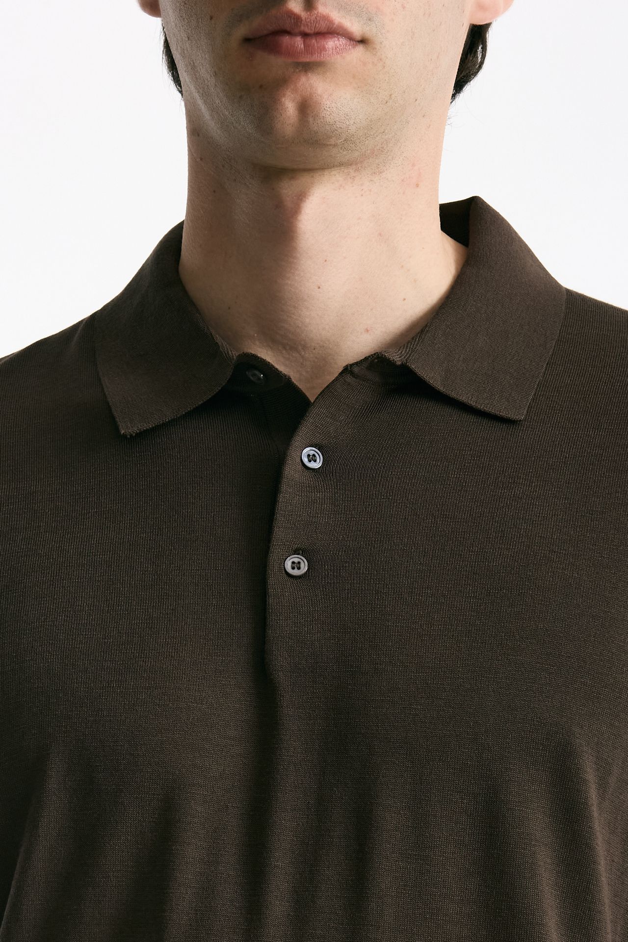 Polo in seta e cotone marrone men Kangra - 5