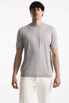 T shirt in seta e cotone grigio chiaro men Kangra - 2