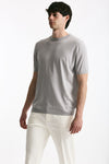 T shirt in seta e cotone grigio chiaro men Kangra - 4