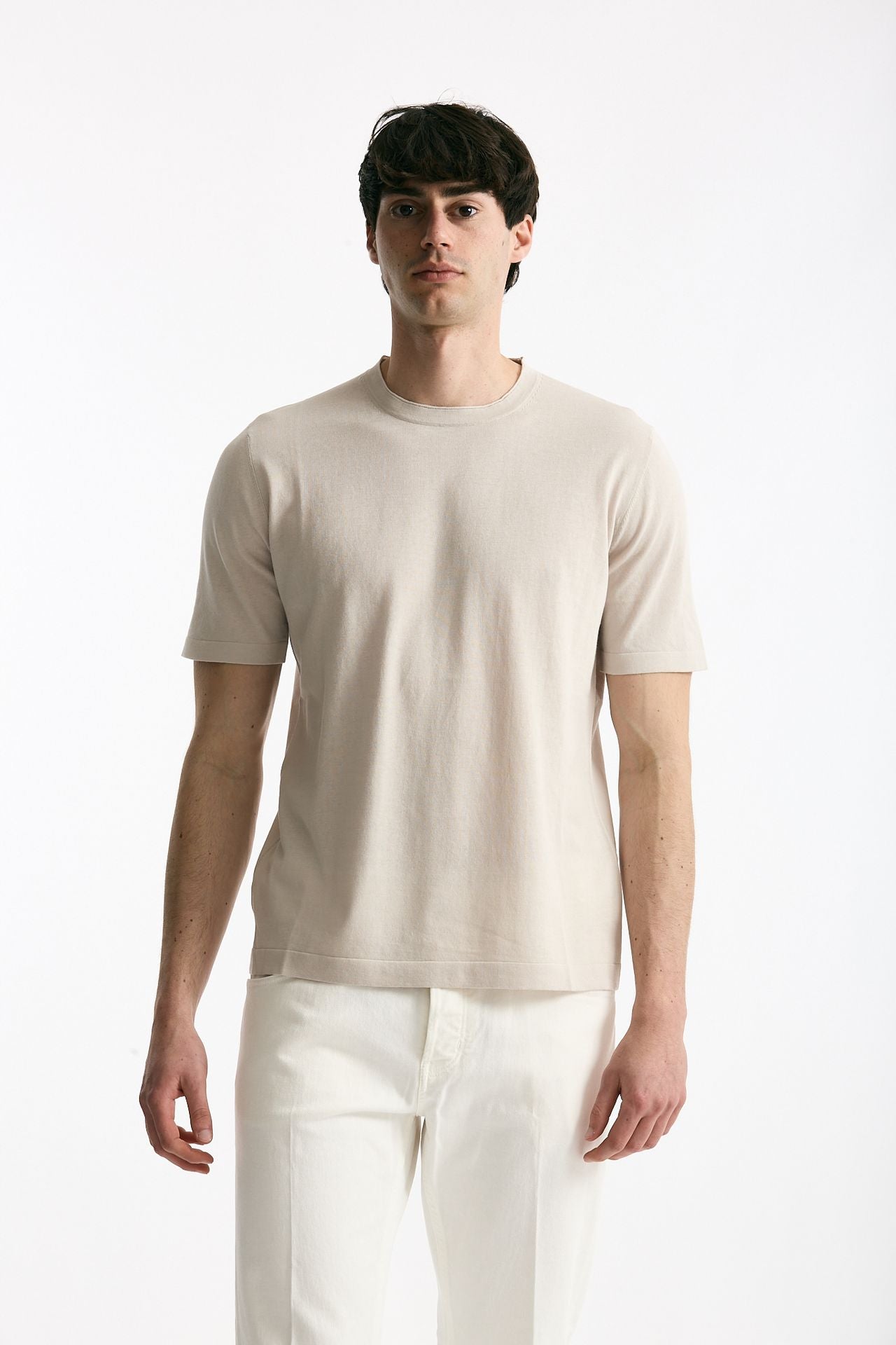 T shirt in cotone beige chiaro men Kangra - 1