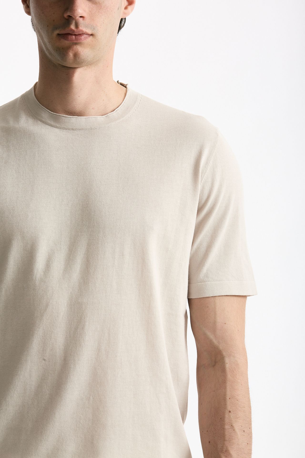 T shirt in cotone beige chiaro men Kangra - 5