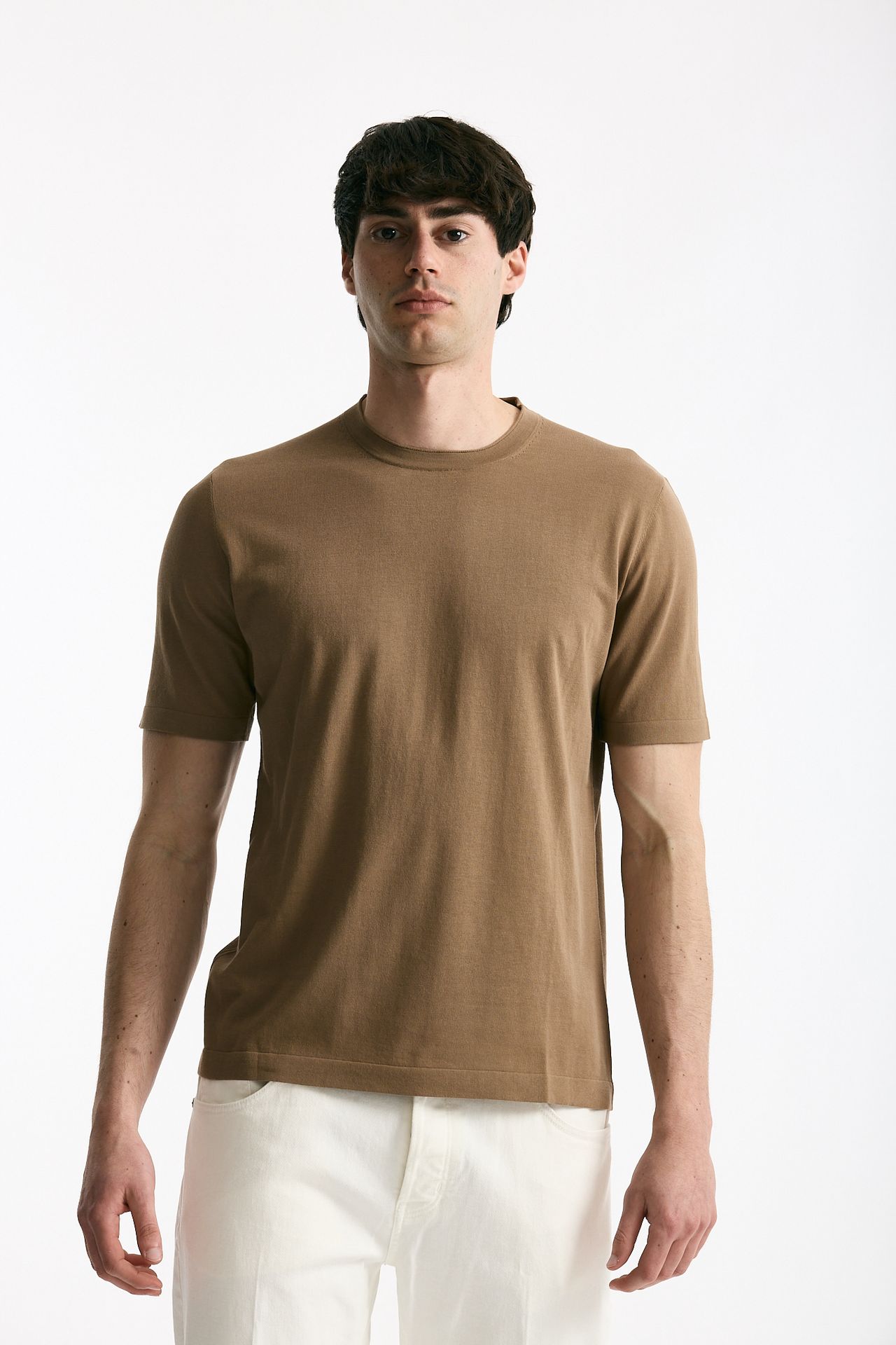 T shirt in cotone cammello men Kangra - 1