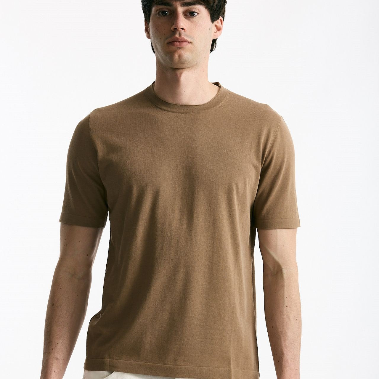 T shirt in cotone cammello men Kangra - 6