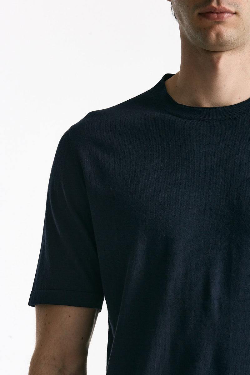 T shirt in cotone blu men Kangra - 5