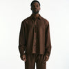 Camicia in viscosa e lino marrone men Laneus - 9
