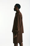 Camicia in viscosa e lino marrone men Laneus - 5