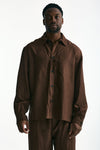 Camicia in viscosa e lino marrone men Laneus - 7