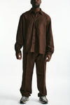 Pantalone in viscosa e lino marrone men Laneus - 3