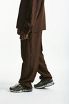 Pantalone in viscosa e lino marrone men Laneus - 1