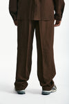 Pantalone in viscosa e lino marrone men Laneus - 2