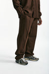 Pantalone in viscosa e lino marrone men Laneus - 4