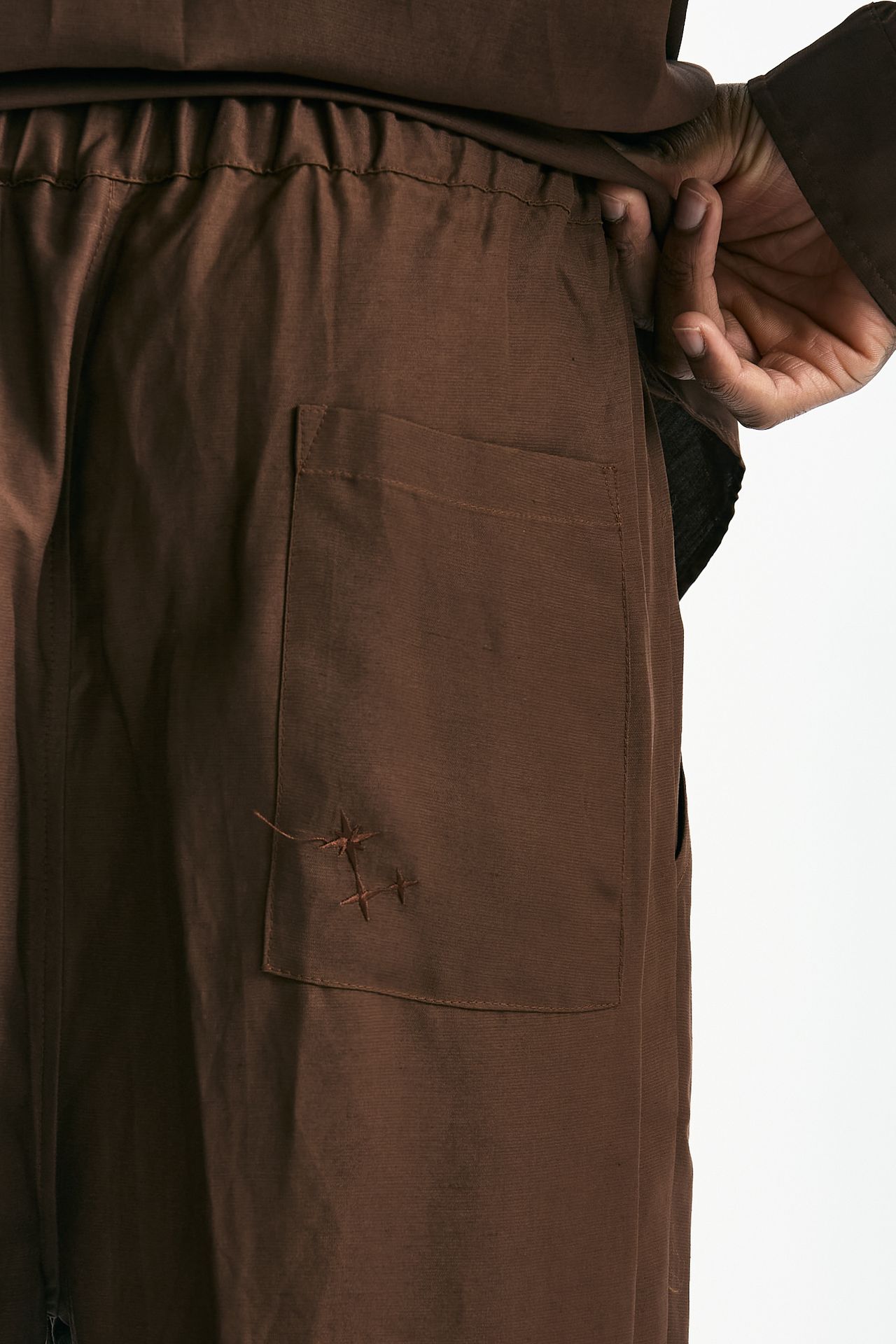Pantalone in viscosa e lino marrone men Laneus - 7