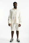 Camicia in viscosa e lino panna men Laneus - 3