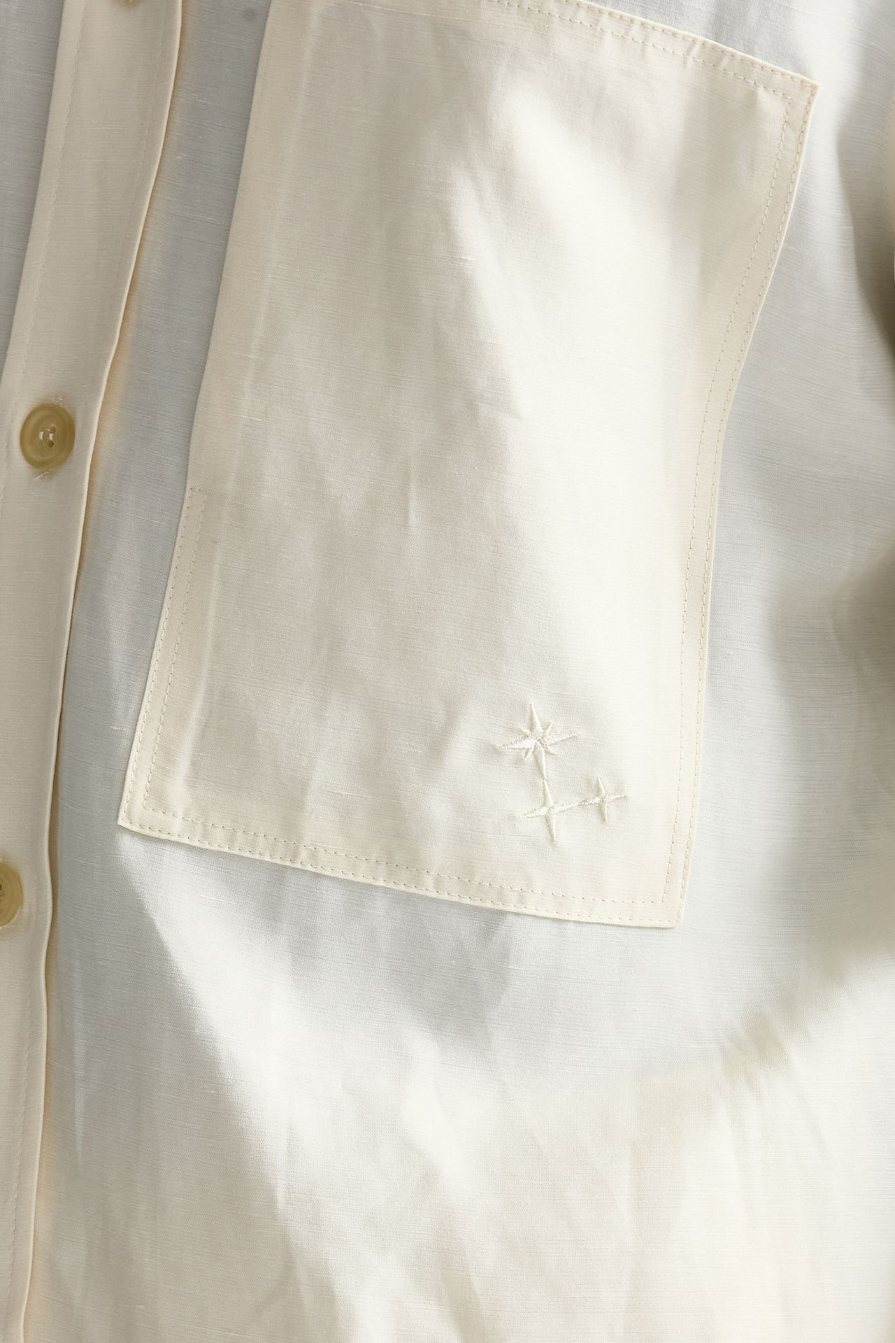 Camicia in viscosa e lino panna men Laneus - 7