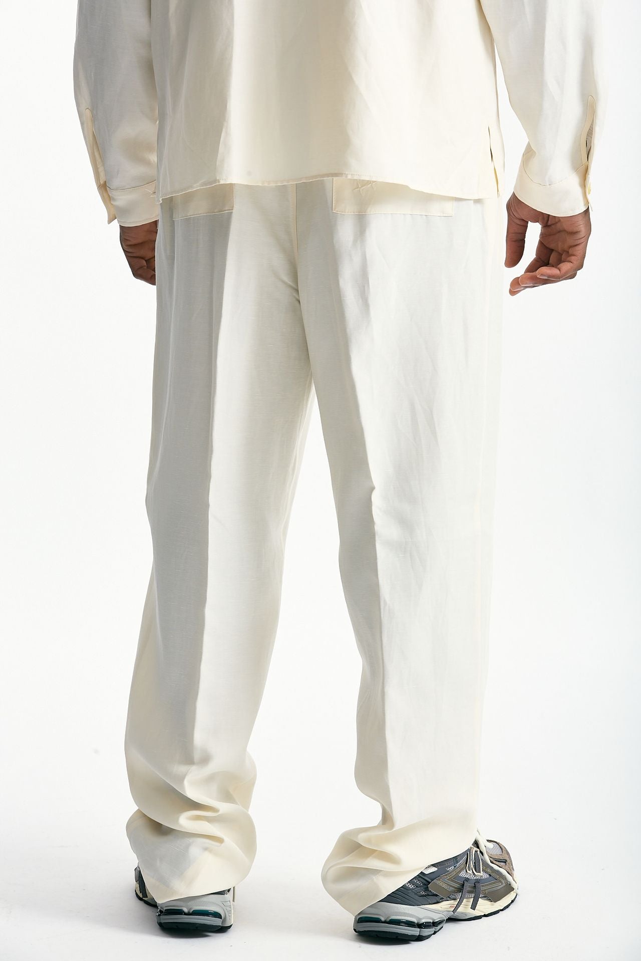 Pantalone in viscosa e lino panna men Laneus - 4