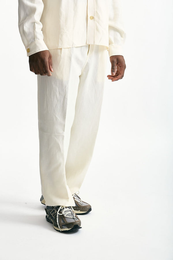 Pantalone in viscosa e lino panna men Laneus