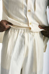 Pantalone in viscosa e lino panna men Laneus - 6