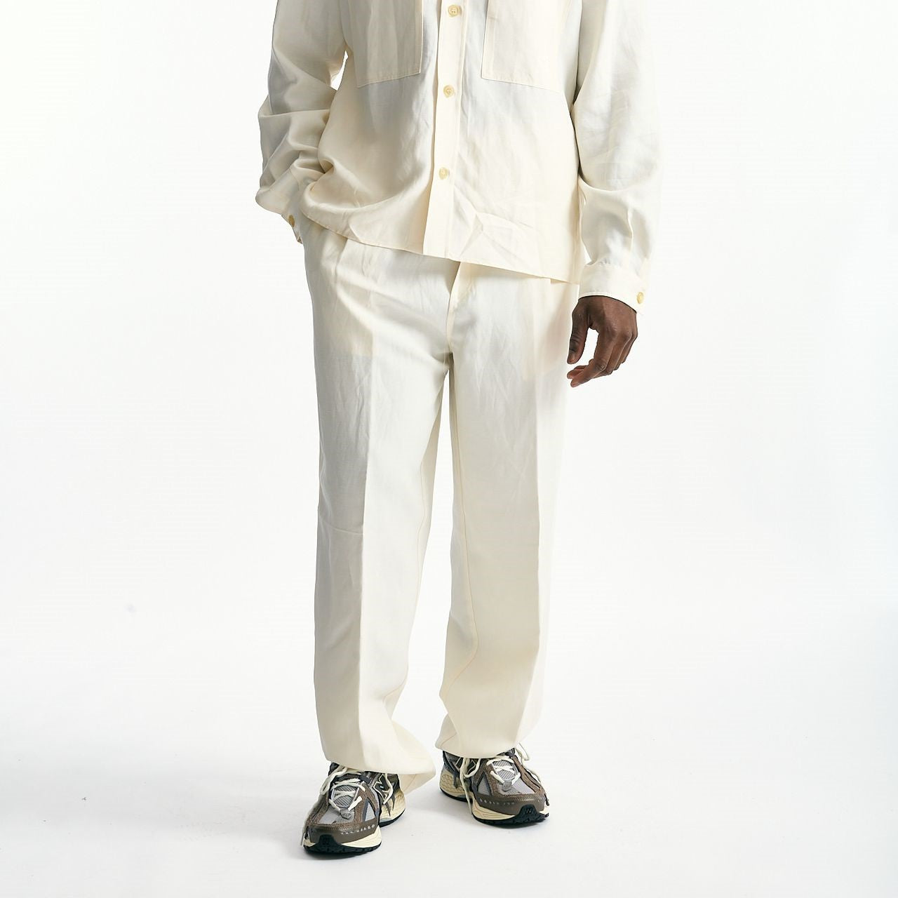 Pantalone in viscosa e lino panna men Laneus - 8