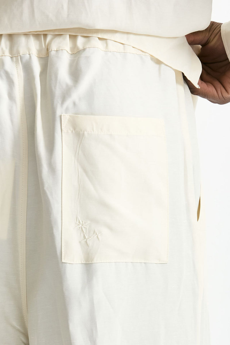 Pantalone in viscosa e lino panna men Laneus - 7