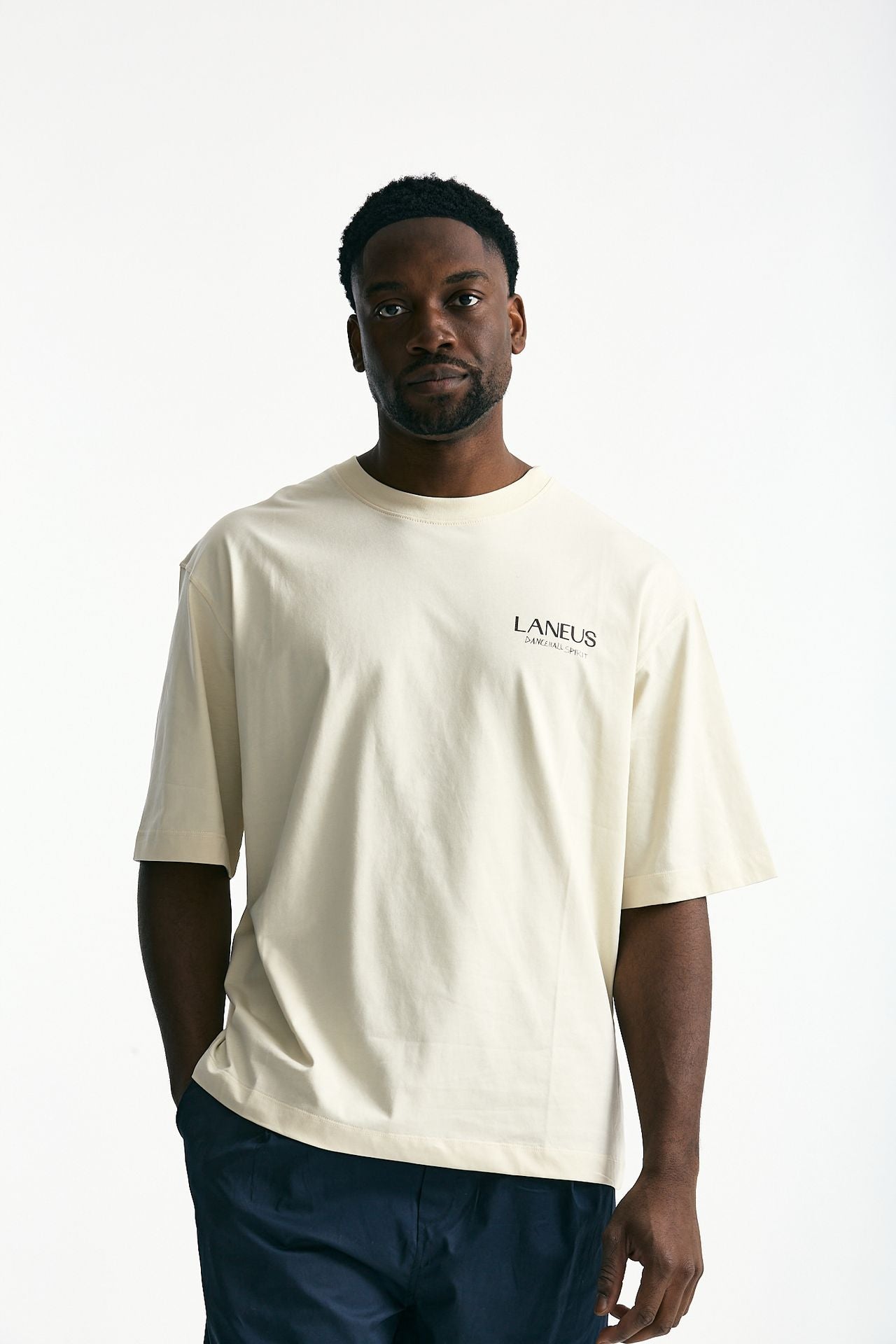 T-shirt con stampa in cotone panna men Laneus - 2