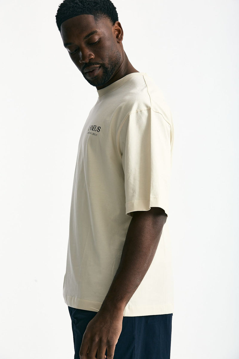 T-shirt con stampa in cotone panna men Laneus - 3