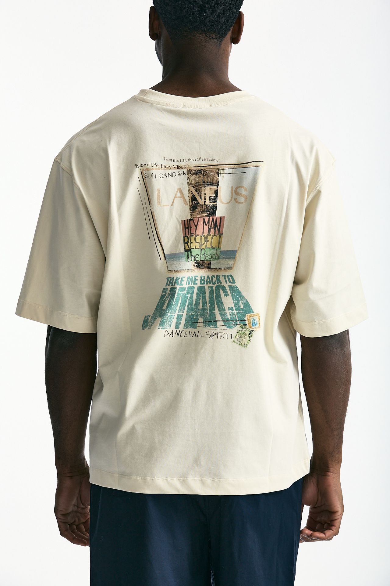 T-shirt con stampa in cotone panna men Laneus - 1