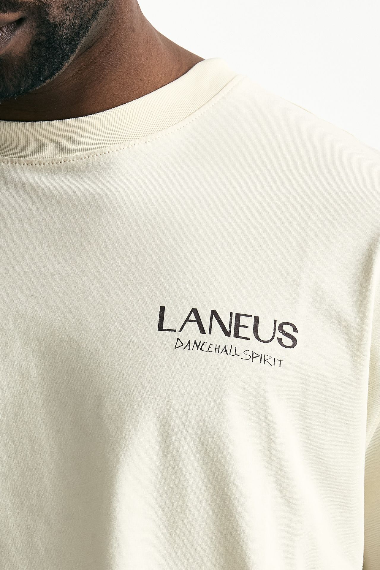 T-shirt con stampa in cotone panna men Laneus - 6