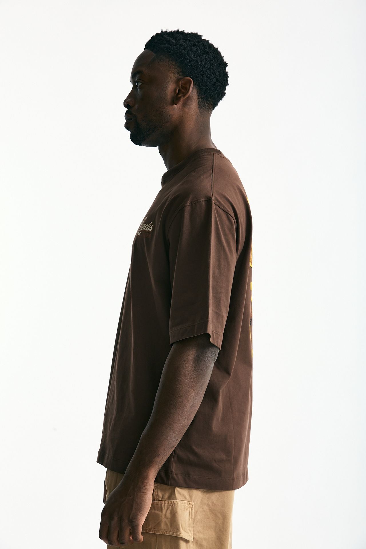 T-shirt con stampa in cotone marrone men Laneus - 3