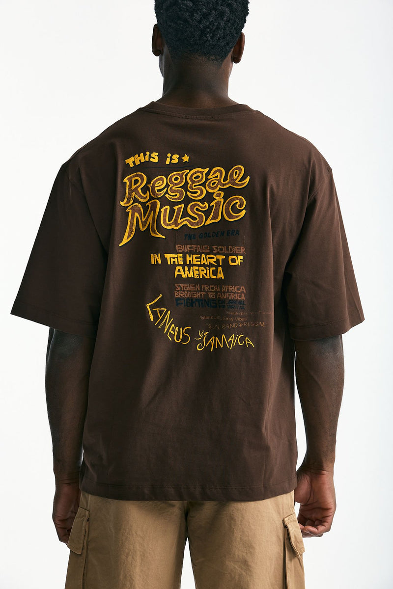 T-shirt con stampa in cotone marrone men Laneus - 1