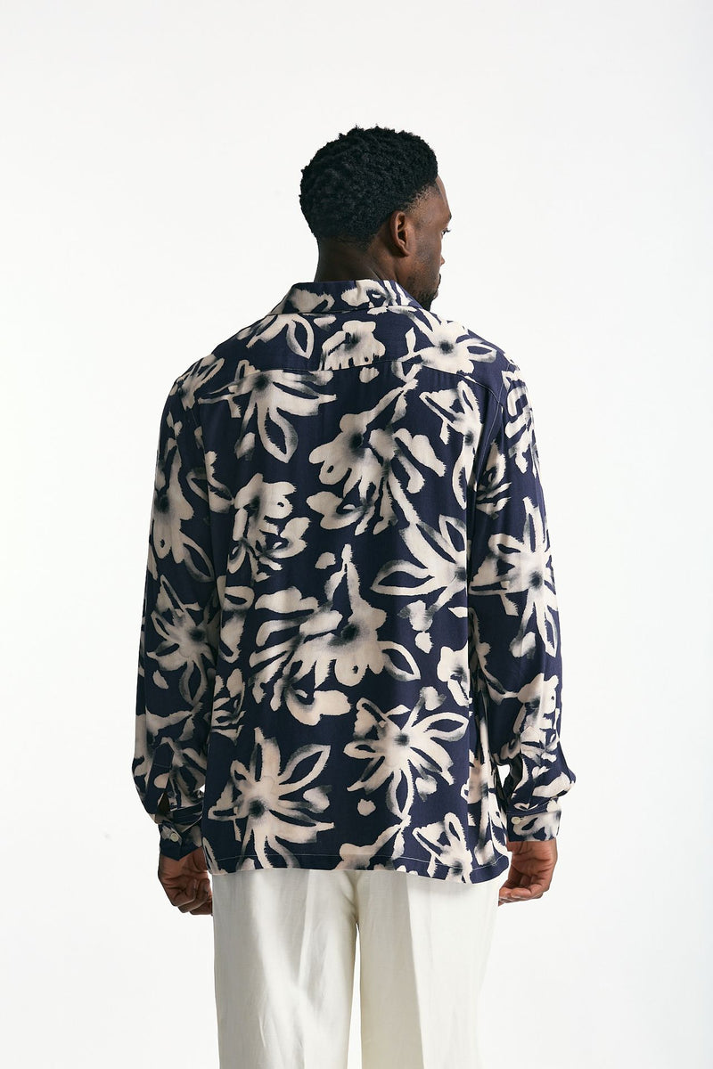 Camicia in viscosa e lino fantasia men Laneus - 3