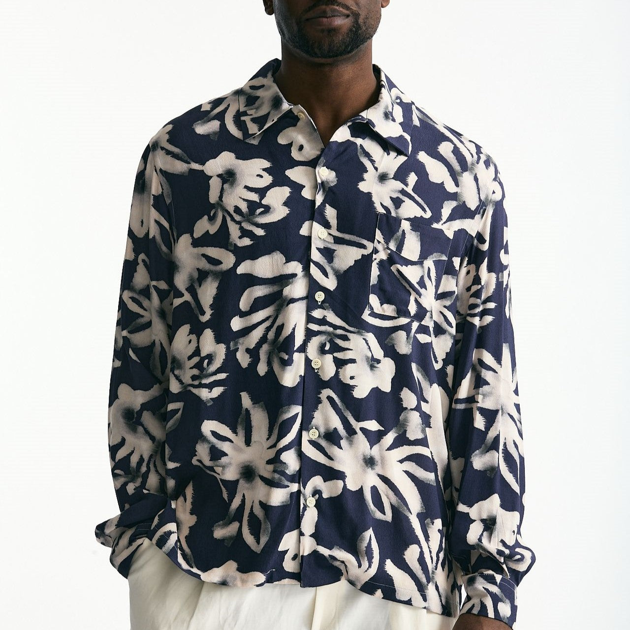 Camicia in viscosa e lino fantasia men Laneus - 6