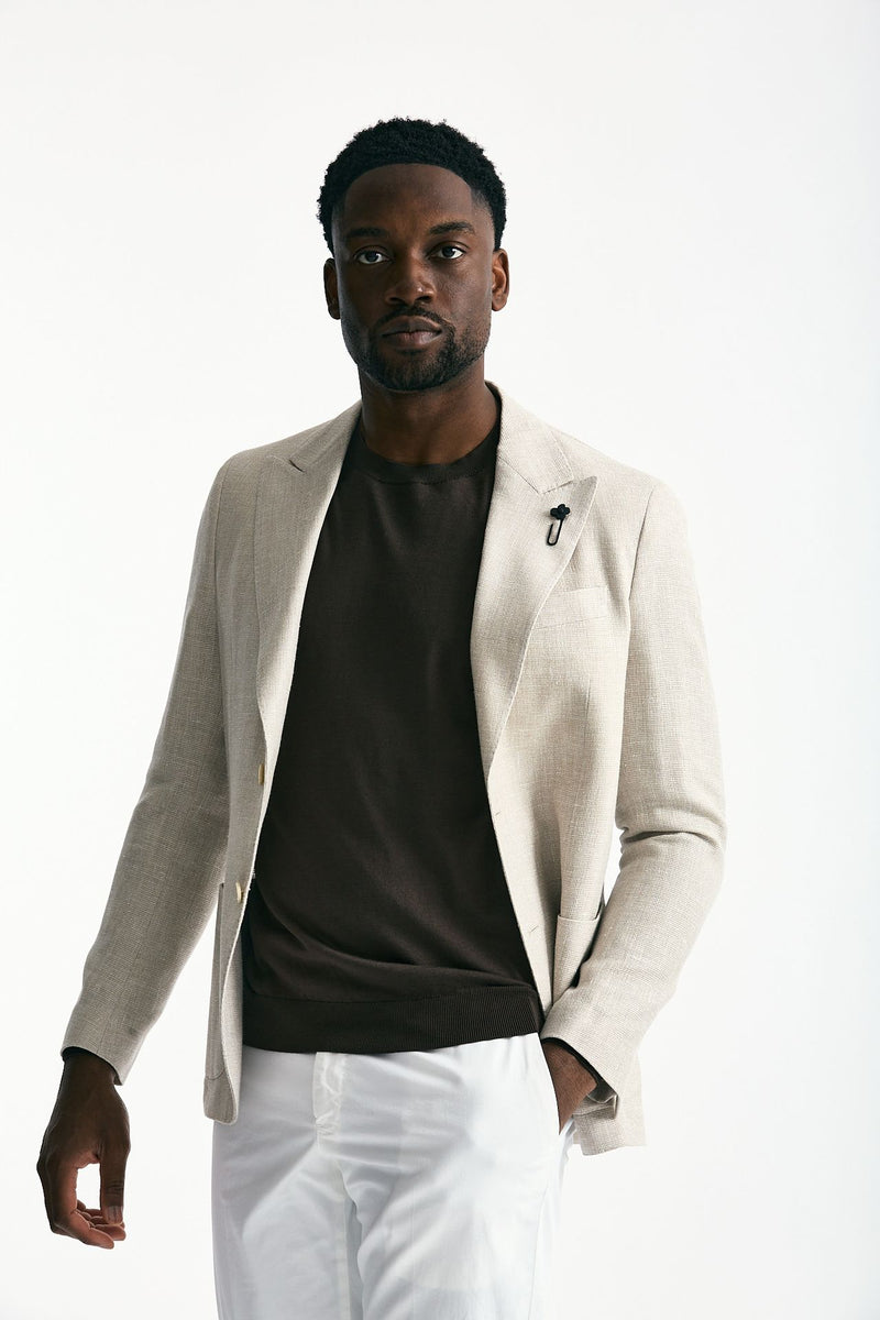 Giacca monopetto lino e lana beige men Lardini - 1
