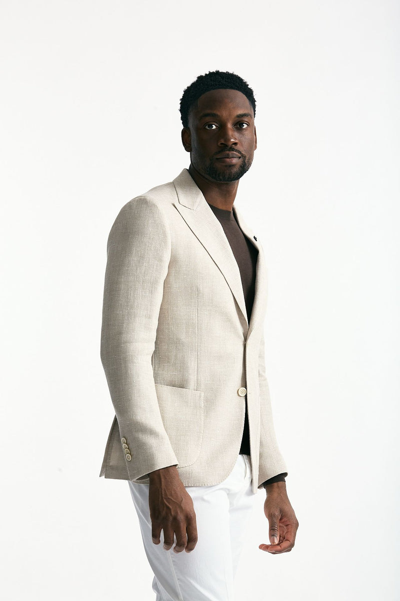 Giacca monopetto lino e lana beige men Lardini - 5
