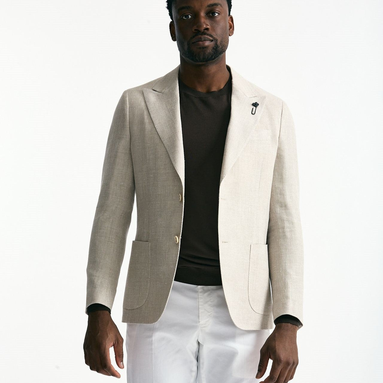 Giacca monopetto lino e lana beige men Lardini - 9