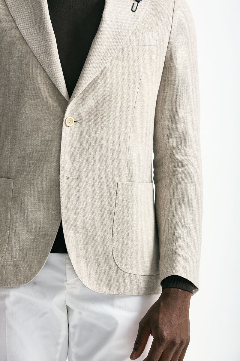 Giacca monopetto lino e lana beige men Lardini - 7