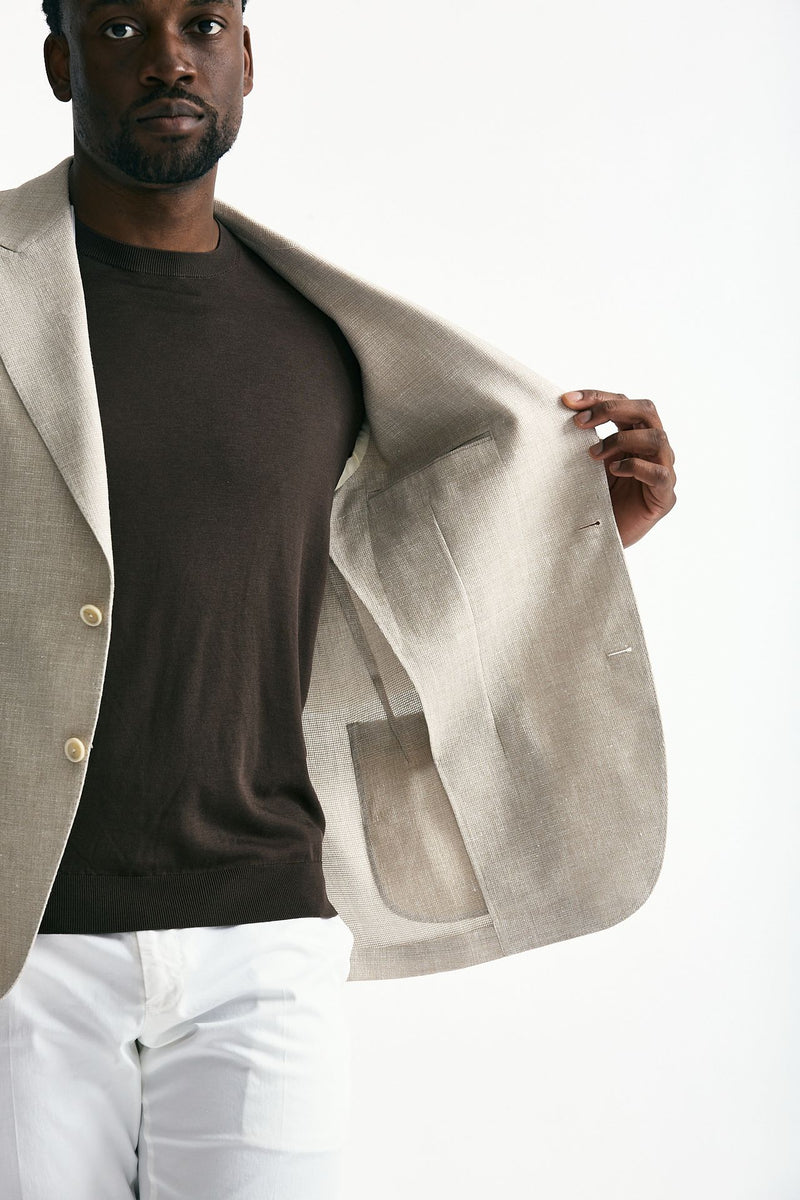 Giacca monopetto lino e lana beige men Lardini - 8
