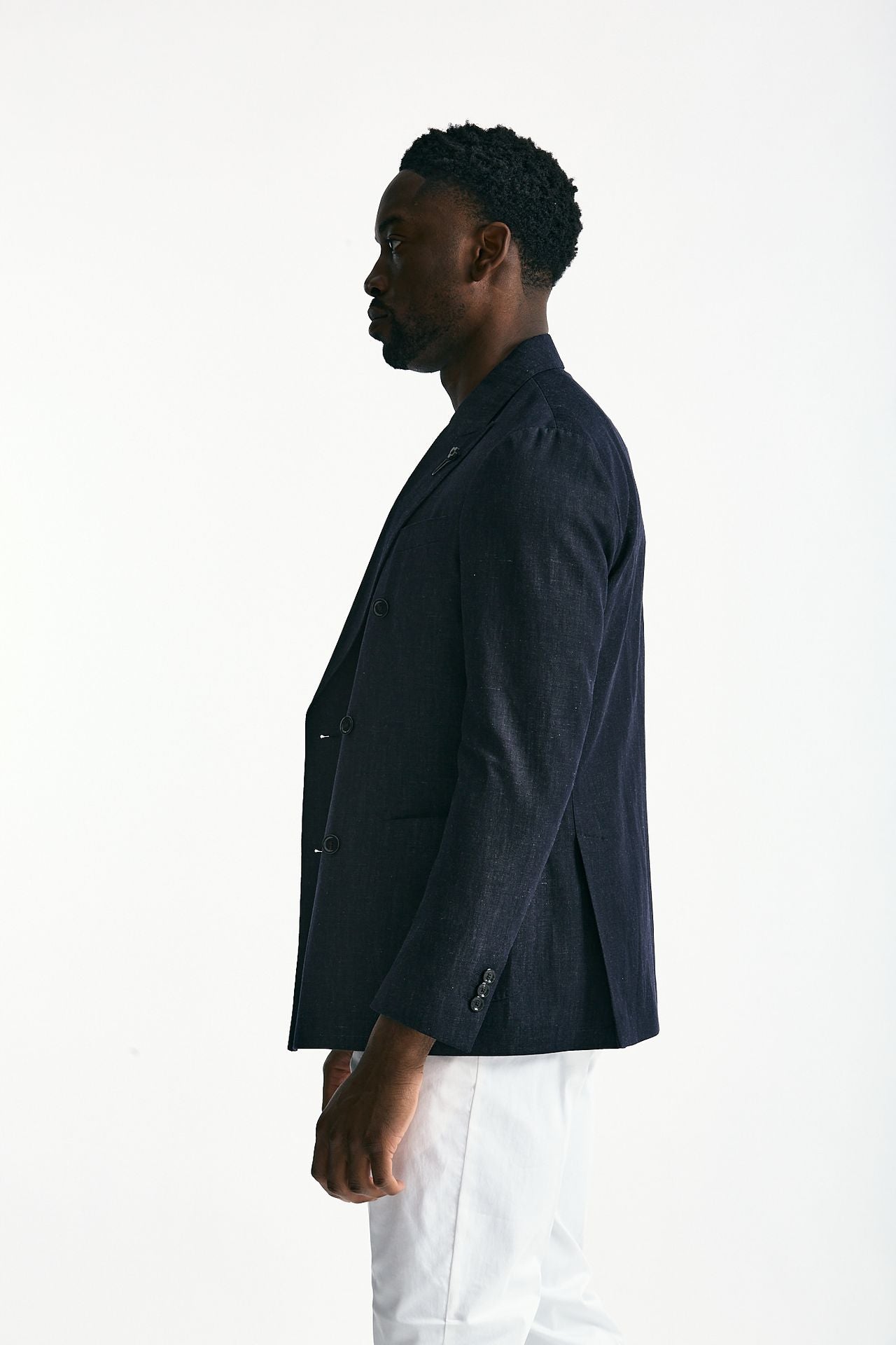 Giacca doppiopetto in cotone e lino Blu denim men Lardini - 2