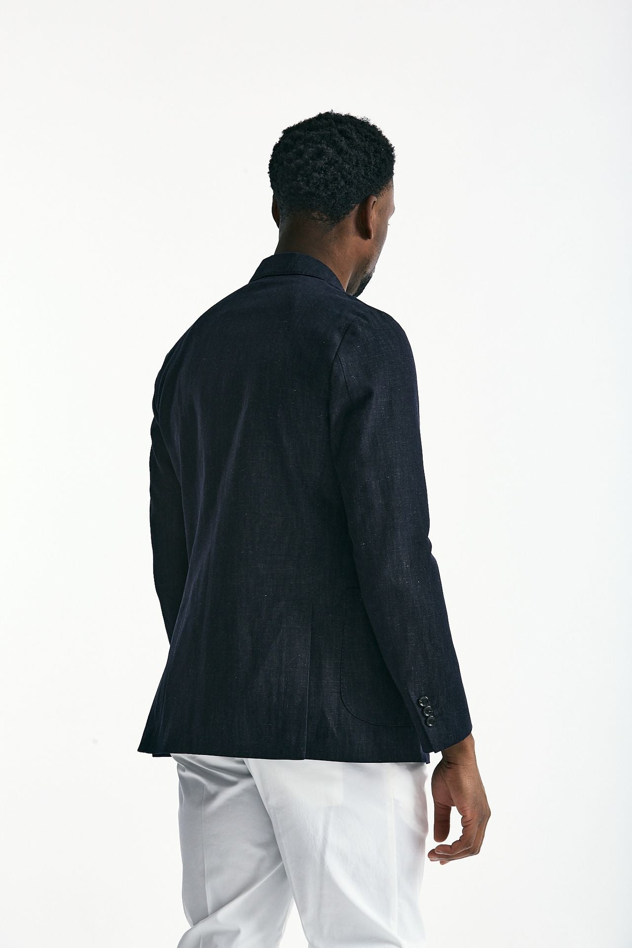 Giacca doppiopetto in cotone e lino Blu denim men Lardini - 3