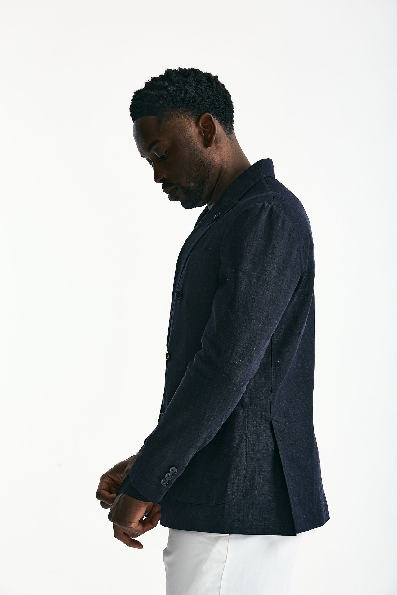 Giacca doppiopetto in cotone e lino Blu denim men Lardini - 6