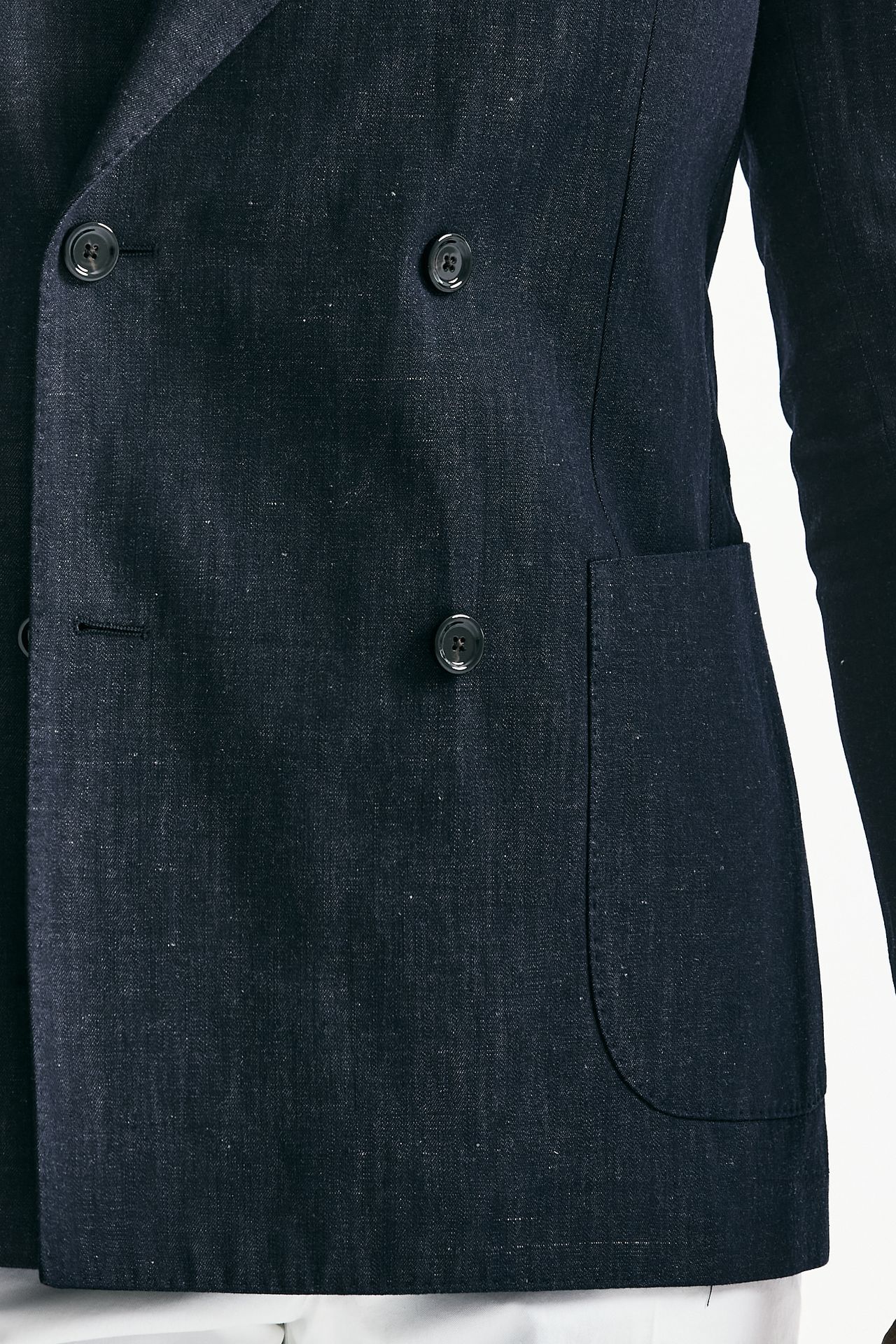 Giacca doppiopetto in cotone e lino Blu denim men Lardini - 8