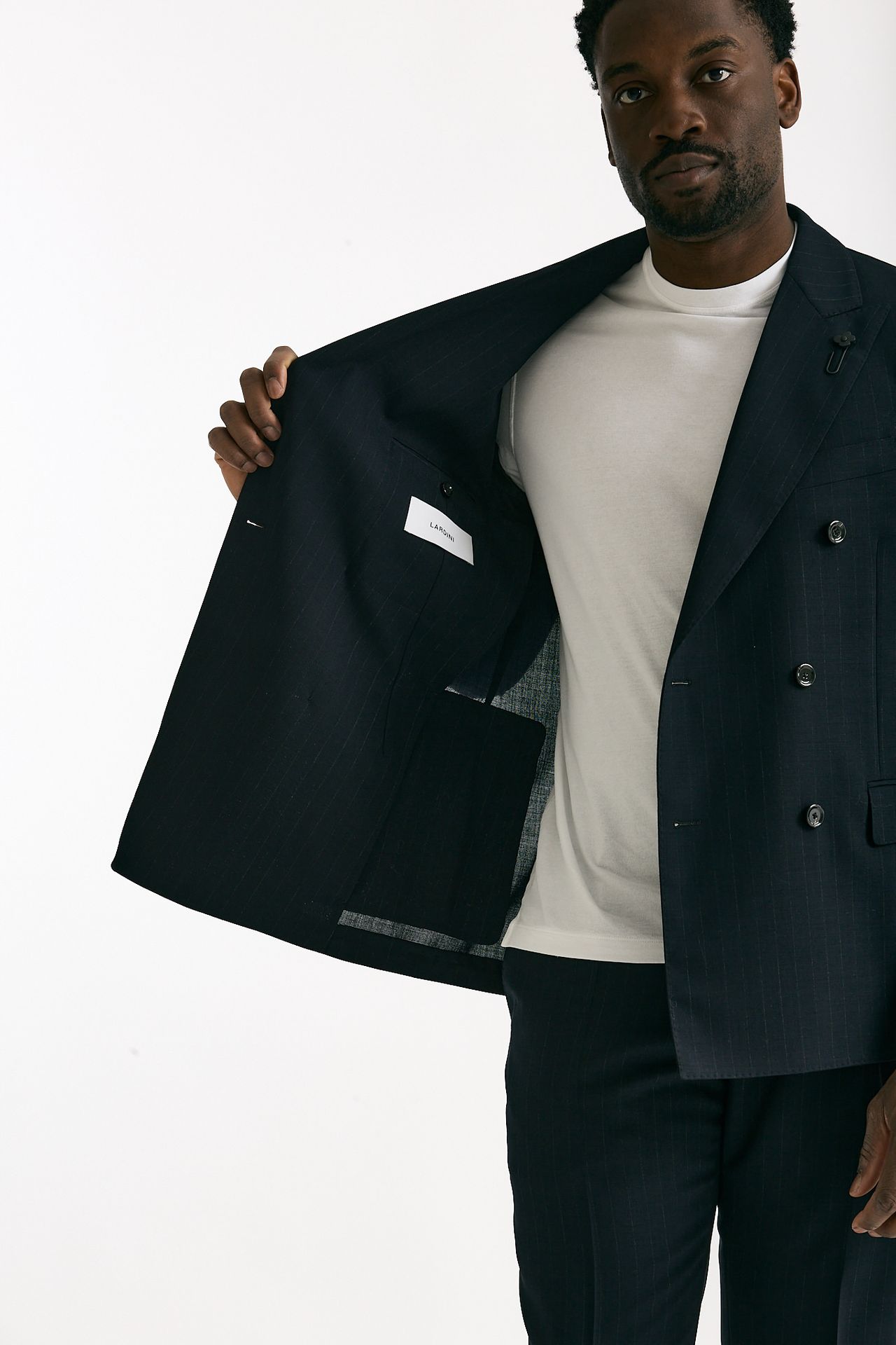 Abito doppiopetto blu gessato men Lardini - 6