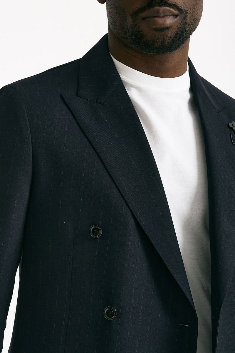 Abito doppiopetto blu gessato men Lardini - 8