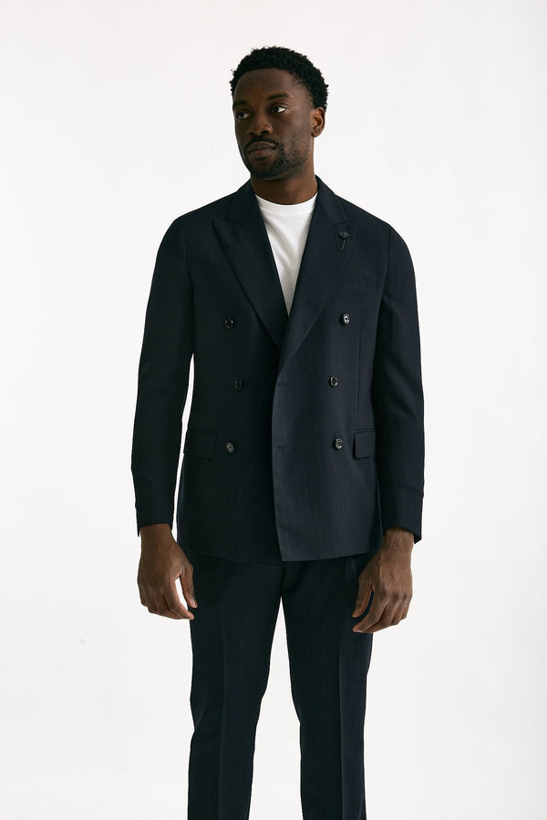 Abito doppiopetto blu gessato men Lardini