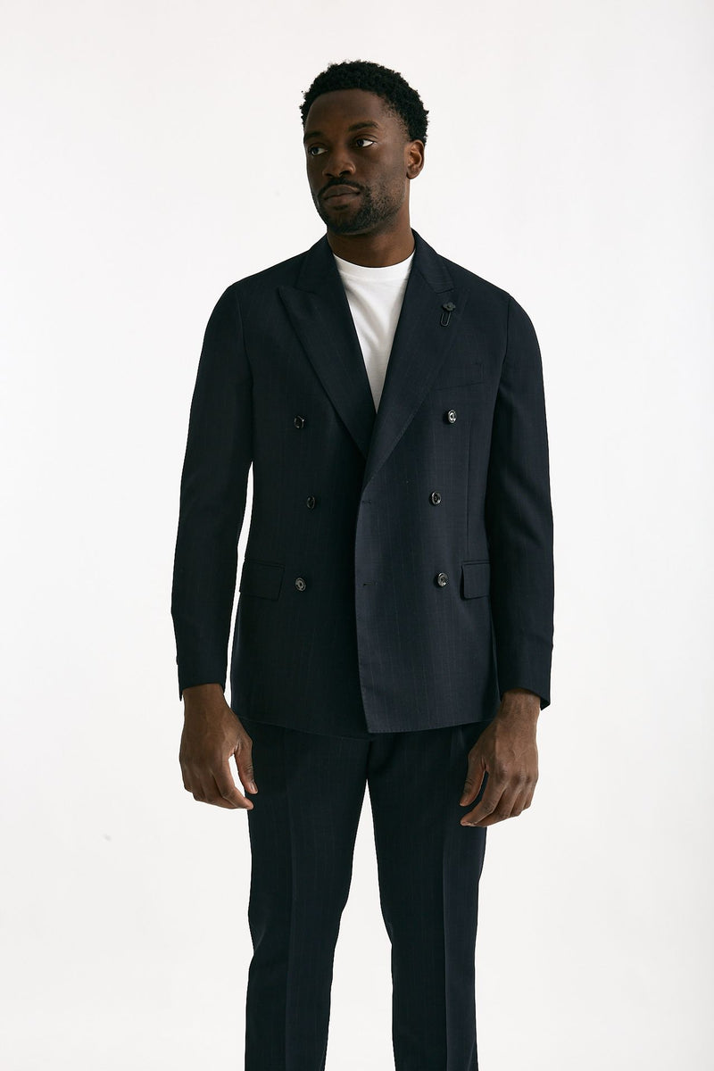 Abito doppiopetto blu gessato men Lardini - 1