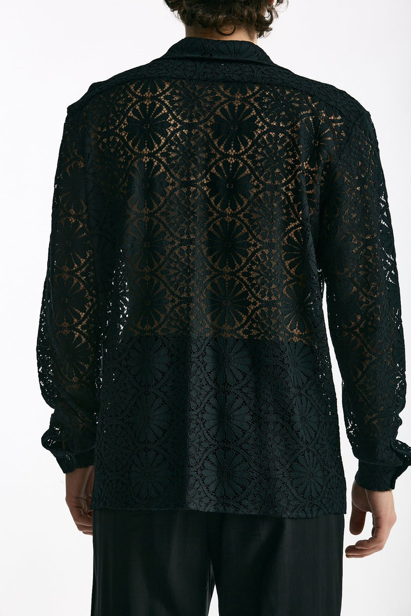 Camicia traforata in viscosa nero men Marsēm - 3
