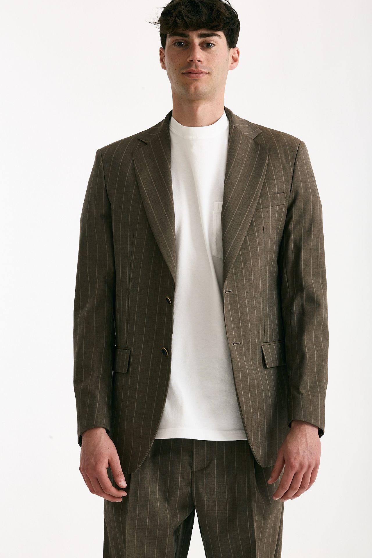 Giacca in lana ferma marrone gessato men Marsēm - 5